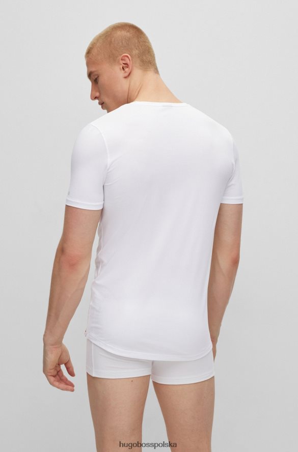 Hugo Boss biała koszulka bieliźniana o dopasowanym kroju z mieszanki bawełny i nadrukowanym logo hugo biały R0X0H63551