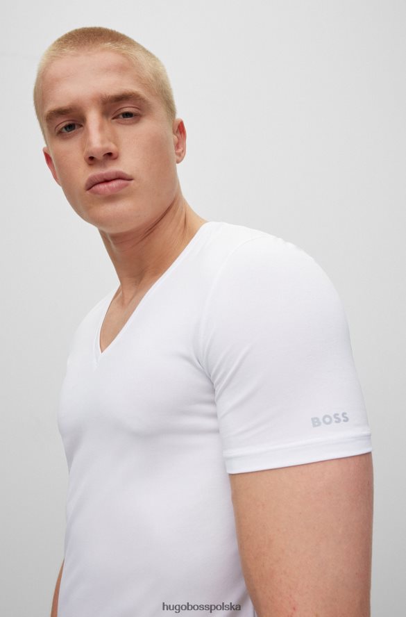 Hugo Boss biała koszulka bieliźniana o dopasowanym kroju z mieszanki bawełny i nadrukowanym logo hugo biały R0X0H63551
