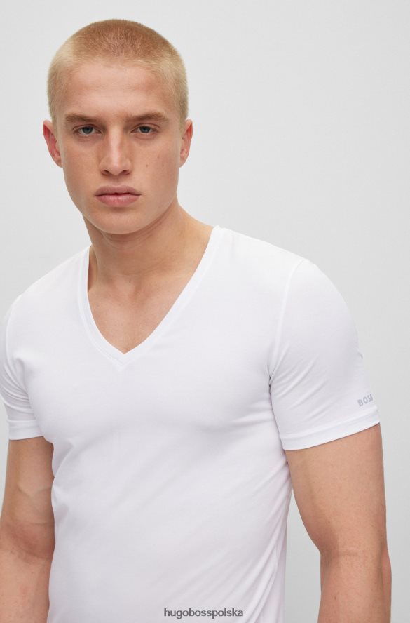 Hugo Boss biała koszulka bieliźniana o dopasowanym kroju z mieszanki bawełny i nadrukowanym logo hugo biały R0X0H63551