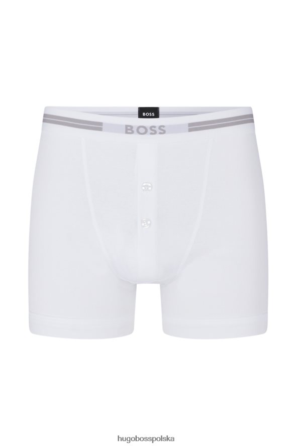 Hugo Boss białe spodenki z organicznej bawełny z logo hugo w pasie biały R0X0H61368