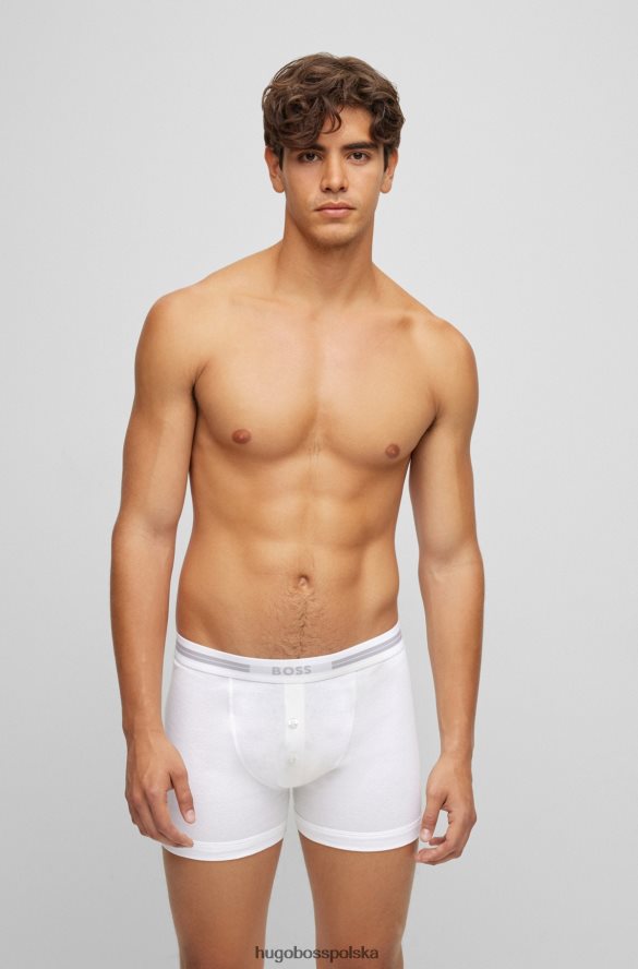 Hugo Boss białe spodenki z organicznej bawełny z logo hugo w pasie biały R0X0H61368