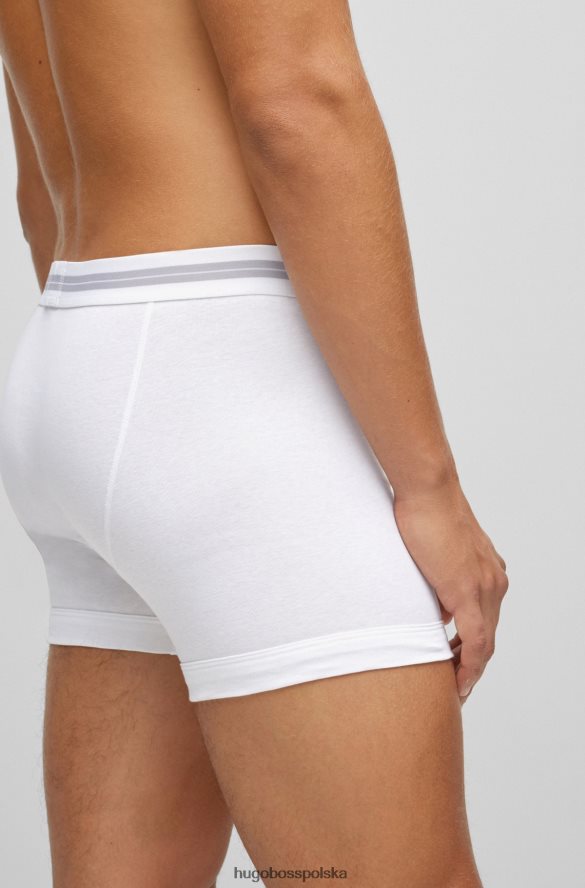 Hugo Boss białe spodenki z organicznej bawełny z logo hugo w pasie biały R0X0H61368