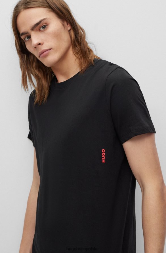 Hugo Boss biały dwupak bawełnianej bielizny hugo z pionowym logo biało-czarny R0X0H61036