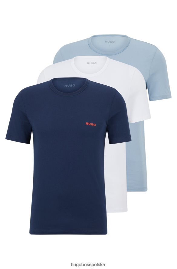 Hugo Boss biały trójpak bielizny-t-shirtów z nadrukiem czerwonego logo hugo biały/ciemny niebieski R0X0H61040