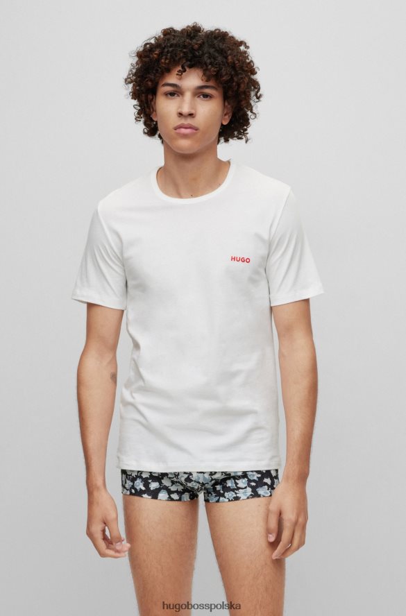 Hugo Boss biały trójpak bielizny-t-shirtów z nadrukiem czerwonego logo hugo biały/ciemny niebieski R0X0H61040