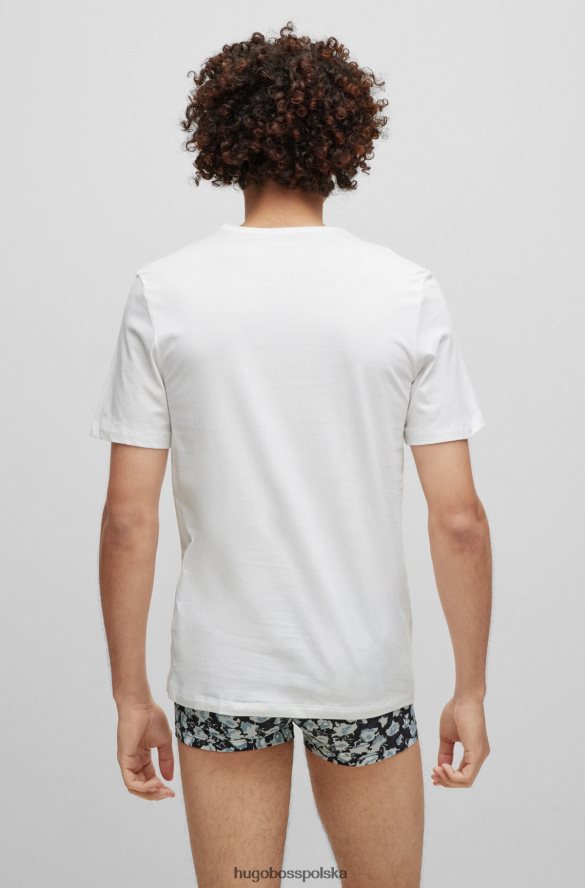 Hugo Boss biały trójpak bielizny-t-shirtów z nadrukiem czerwonego logo hugo biały/ciemny niebieski R0X0H61040