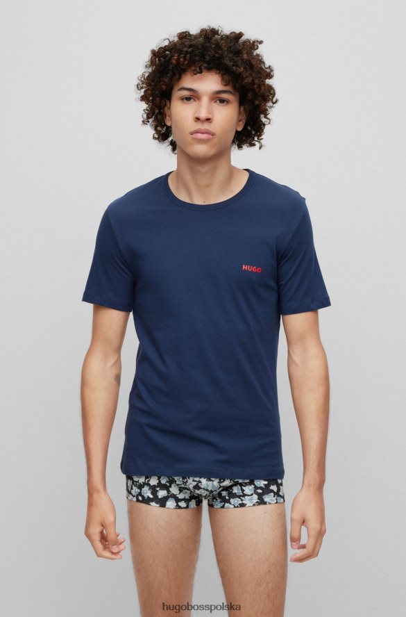 Hugo Boss biały trójpak bielizny-t-shirtów z nadrukiem czerwonego logo hugo biały/ciemny niebieski R0X0H61040