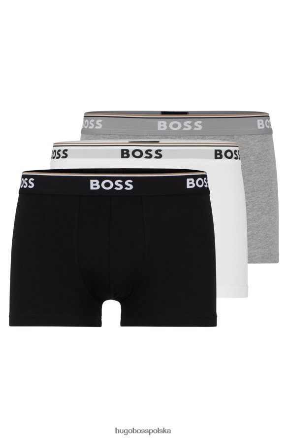 Hugo Boss biały trójpak bokserek ze stretchu bawełnianego z logo w pasie hugo biały/szary/czarny R0X0H62118