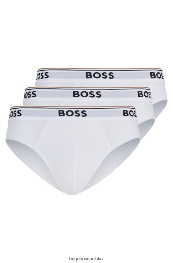 Hugo Boss biały trójpak majtek ze stretchu bawełnianego z logo w pasie hugo biały R0X0H62841