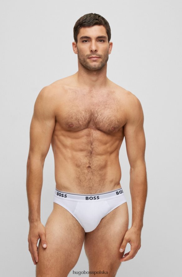 Hugo Boss biały trójpak majtek ze stretchu bawełnianego z logo w pasie hugo biały R0X0H62841