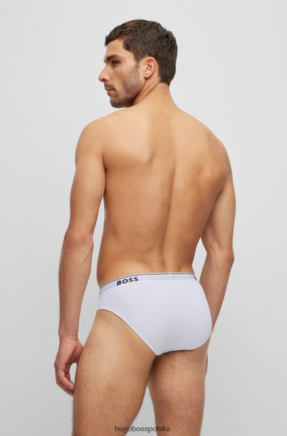 Hugo Boss biały trójpak majtek ze stretchu bawełnianego z logo w pasie hugo biały R0X0H62841