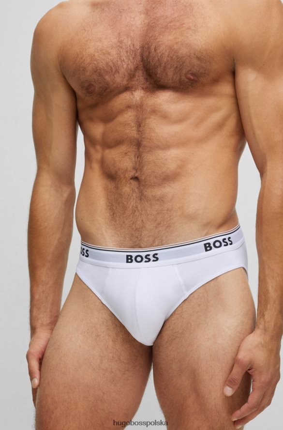 Hugo Boss biały trójpak majtek ze stretchu bawełnianego z logo w pasie hugo biały R0X0H62841