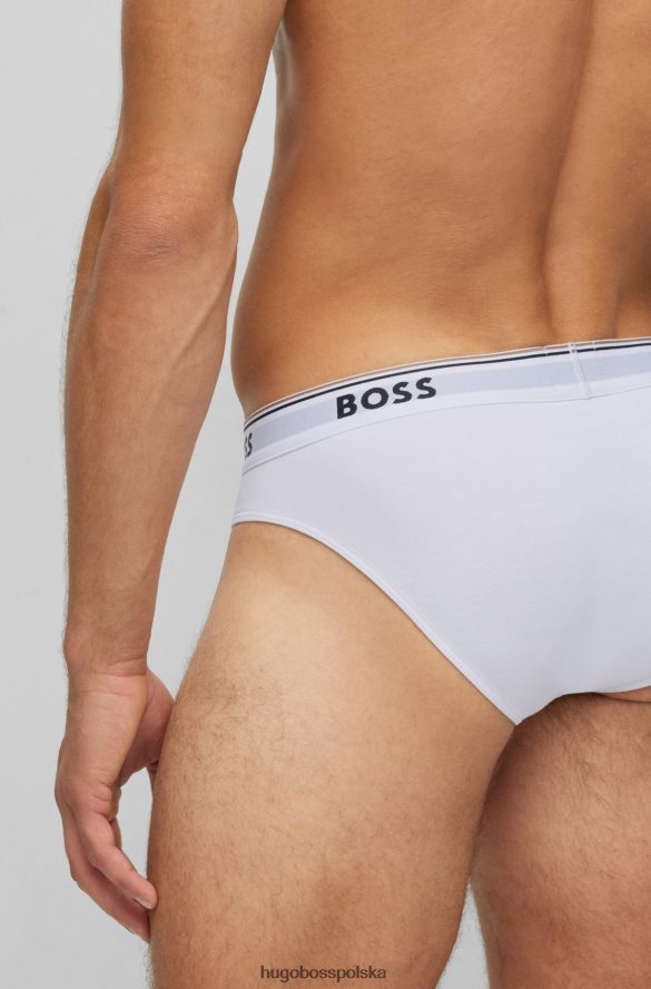 Hugo Boss biały trójpak majtek ze stretchu bawełnianego z logo w pasie hugo biały R0X0H62841