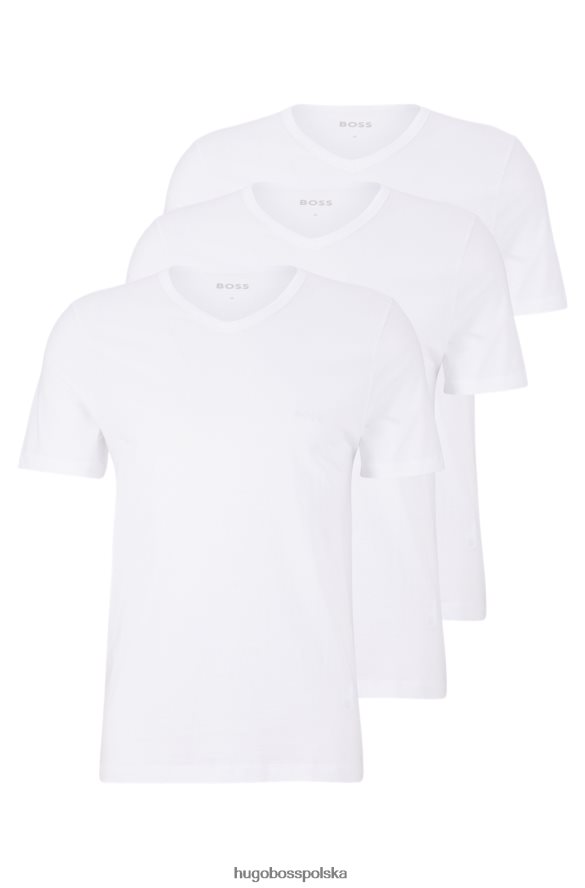 Hugo Boss biały trzypak T-shirtów z dekoltem w kształcie litery V, z bawełnianego dżerseju hugo biały R0X0H62298