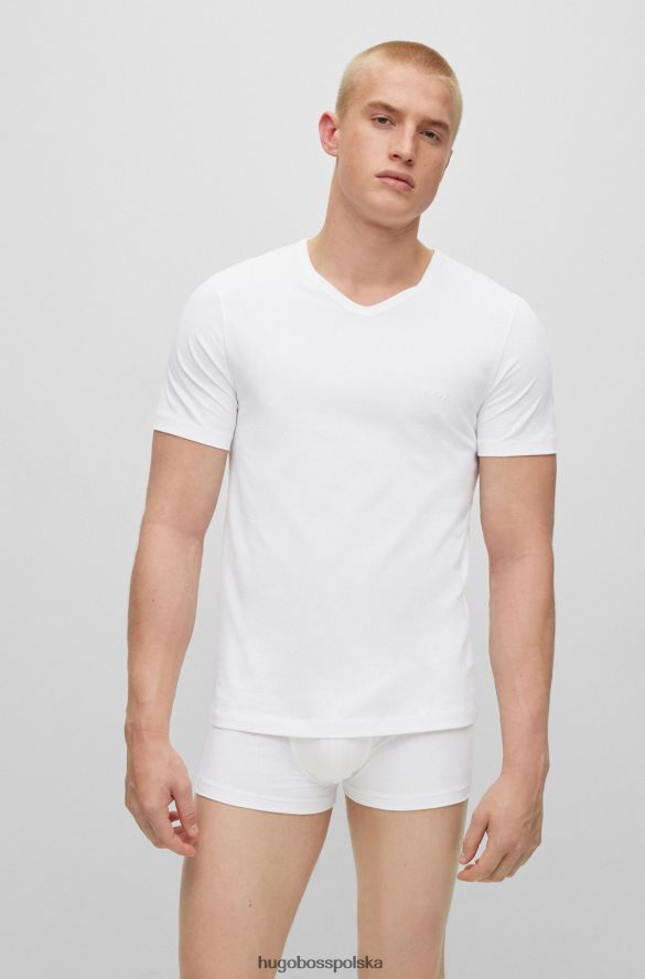 Hugo Boss biały trzypak T-shirtów z dekoltem w kształcie litery V, z bawełnianego dżerseju hugo biały R0X0H62298