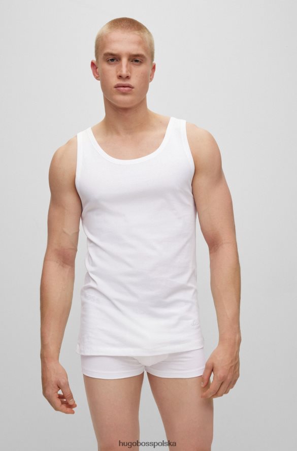 Hugo Boss biały trzypak bawełnianych podkoszulek hugo z haftowanymi logo biały R0X0H62561