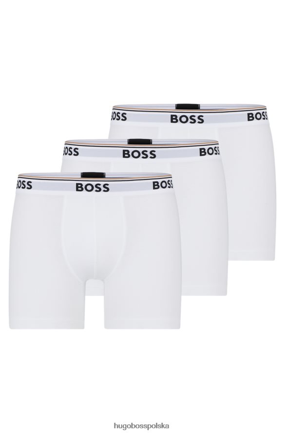Hugo Boss biały trzypak bokserek hugo ze stretchu bawełnianego z logo biały R0X0H62348