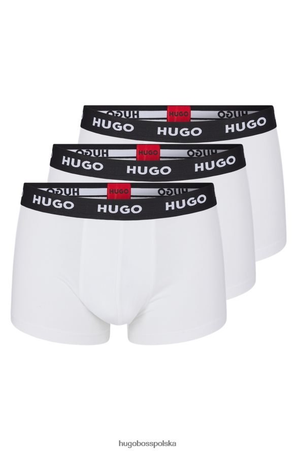 Hugo Boss biały trzypak hugo spodenek z logo i paskiem, z elastycznej bawełny biały R0X0H63163