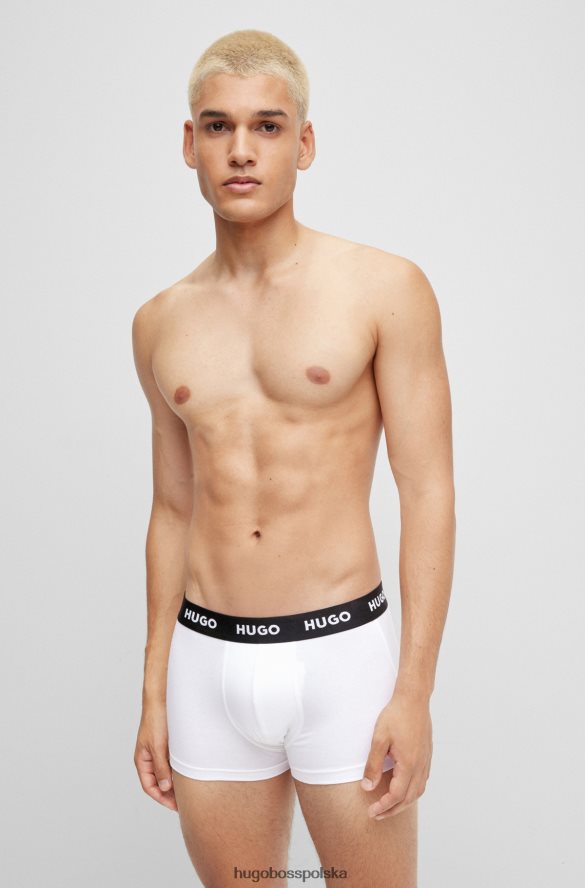 Hugo Boss biały trzypak hugo spodenek z logo i paskiem, z elastycznej bawełny biały R0X0H63163