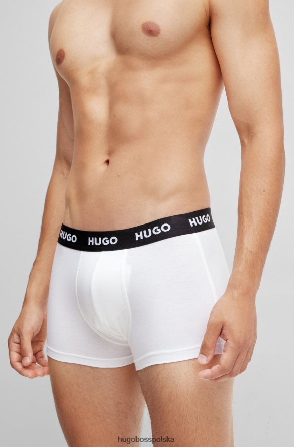 Hugo Boss biały trzypak hugo spodenek z logo i paskiem, z elastycznej bawełny biały R0X0H63163
