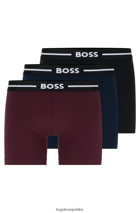 Hugo Boss ciemnoniebieski trzypak bokserek hugo z elastycznej bawełny ciemnoniebieski/czerwony R0X0H63299
