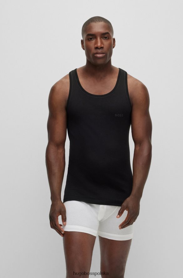 Hugo Boss czarna kamizelka hugo z organicznej bawełny z tonalnym logo czarny R0X0H61449