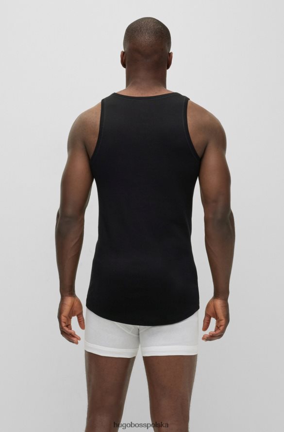 Hugo Boss czarna kamizelka hugo z organicznej bawełny z tonalnym logo czarny R0X0H61449
