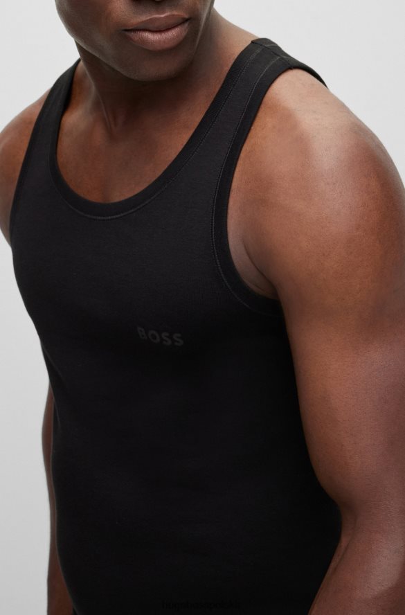 Hugo Boss czarna kamizelka hugo z organicznej bawełny z tonalnym logo czarny R0X0H61449