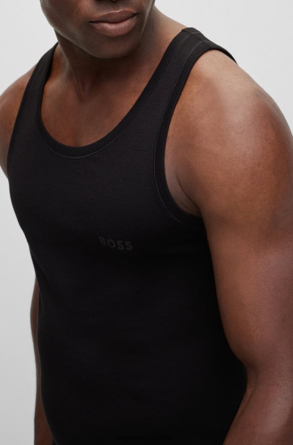 Hugo Boss czarna kamizelka hugo z organicznej bawełny z tonalnym logo czarny R0X0H61449