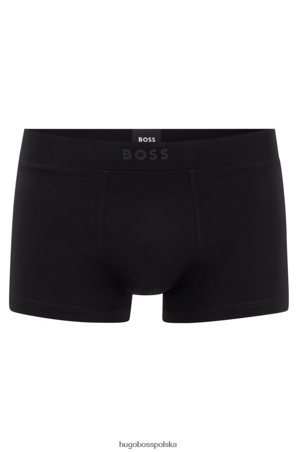 Hugo Boss czarne spodenki z elastycznej mikrofibry z paskiem z logo hugo czarny R0X0H62772