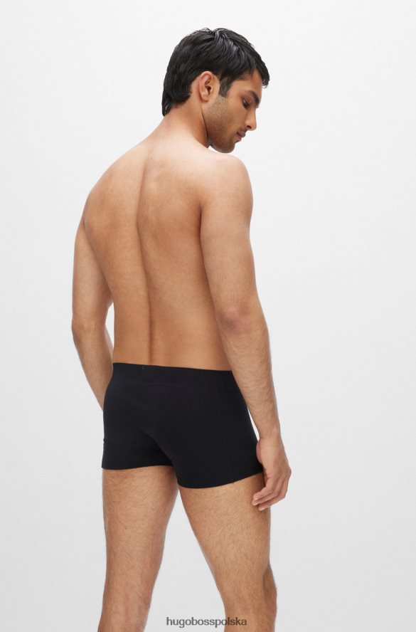 Hugo Boss czarne spodenki z elastycznej mikrofibry z paskiem z logo hugo czarny R0X0H62772