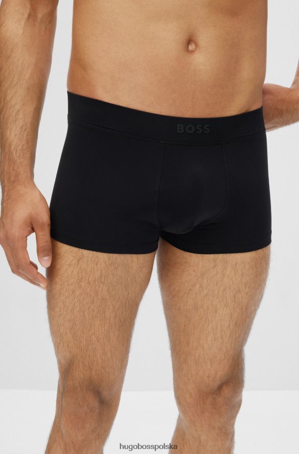 Hugo Boss czarne spodenki z elastycznej mikrofibry z paskiem z logo hugo czarny R0X0H62772