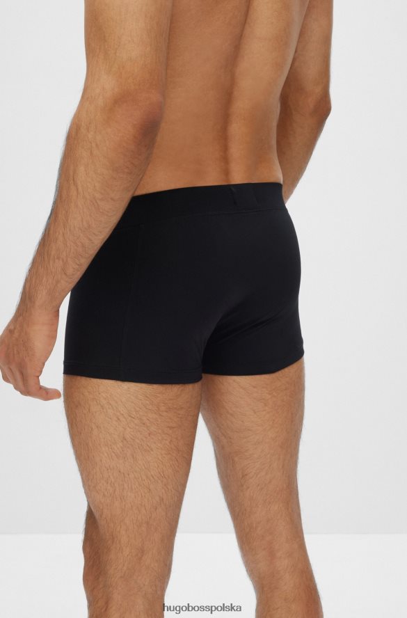 Hugo Boss czarne spodenki z elastycznej mikrofibry z paskiem z logo hugo czarny R0X0H62772