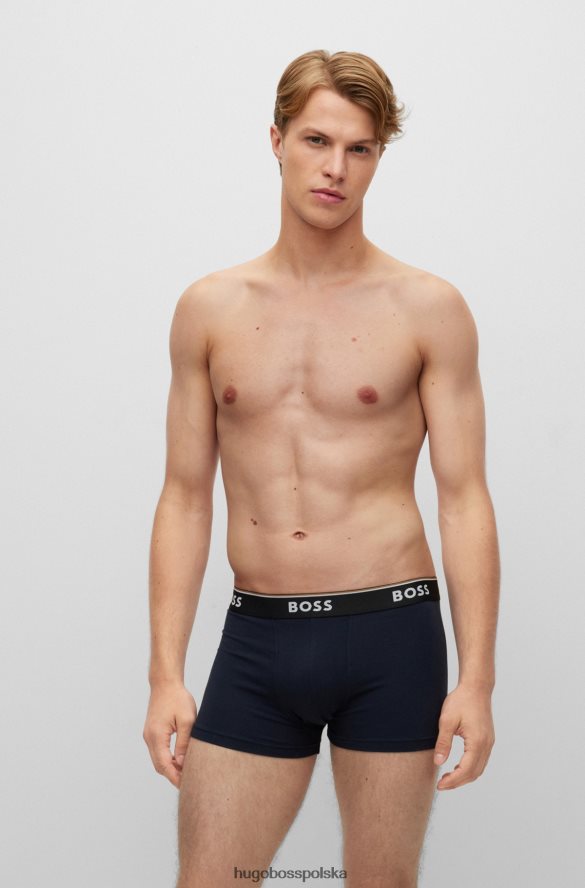 Hugo Boss czarny potrójny zestaw bokserek ze stretchu bawełnianego z logo w pasie hugo czarno-niebieski R0X0H63331