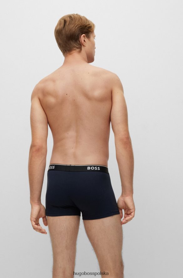 Hugo Boss czarny potrójny zestaw bokserek ze stretchu bawełnianego z logo w pasie hugo czarno-niebieski R0X0H63331