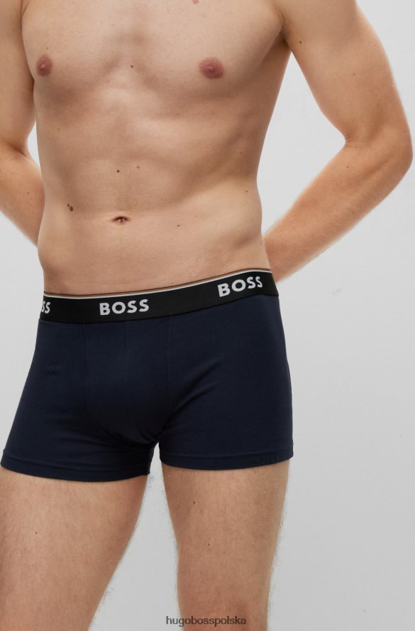 Hugo Boss czarny potrójny zestaw bokserek ze stretchu bawełnianego z logo w pasie hugo czarno-niebieski R0X0H63331