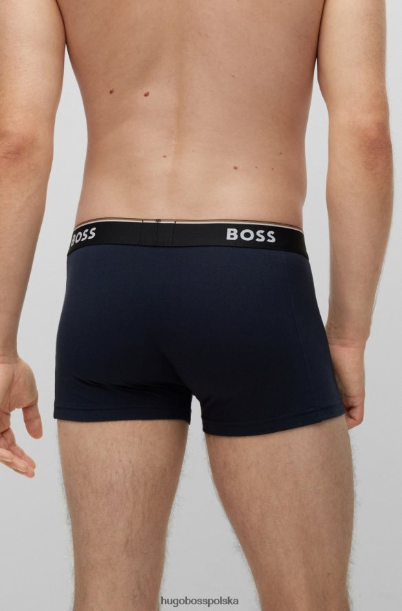 Hugo Boss czarny potrójny zestaw bokserek ze stretchu bawełnianego z logo w pasie hugo czarno-niebieski R0X0H63331