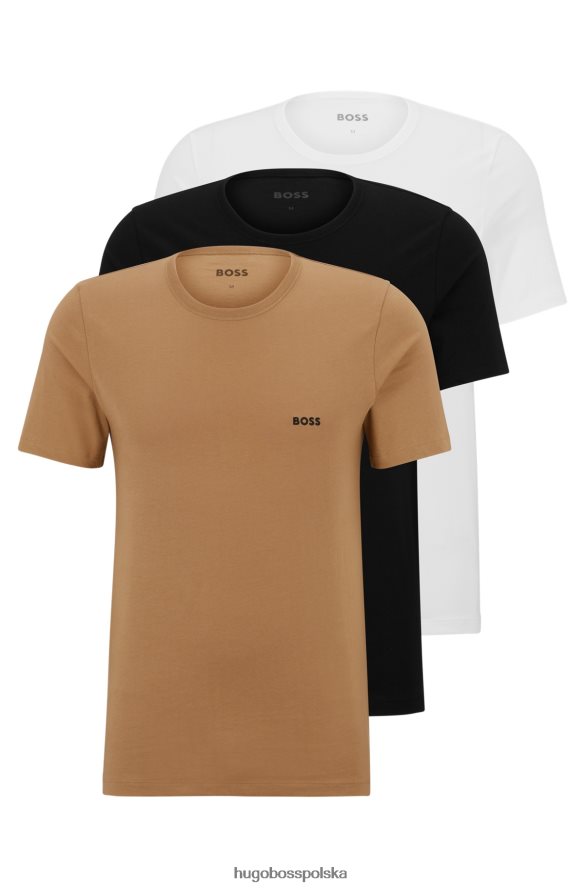 Hugo Boss czarny trójpak bielizny-t-shirtów z bawełnianego dżerseju hugo czarny/biały/beżowy R0X0H61254