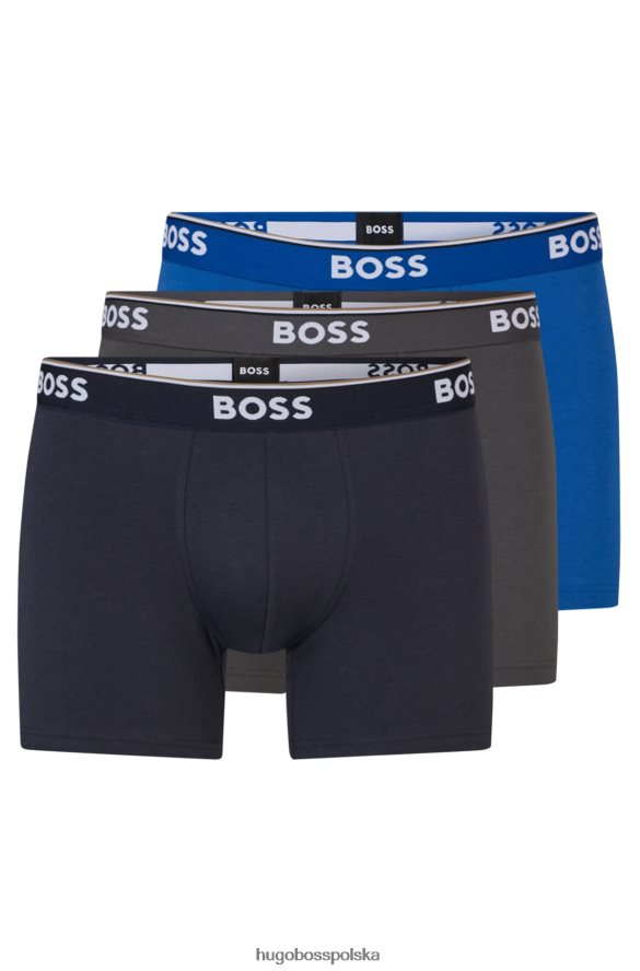 Hugo Boss czarny trójpak bokserek z elastycznej bawełny z logo hugo czarny/szary/niebieski R0X0H62346