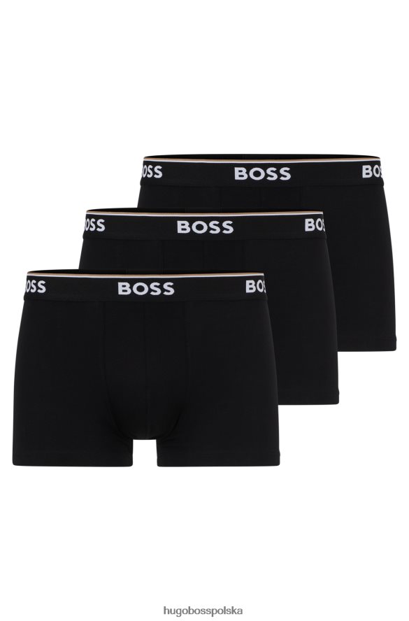 Hugo Boss czarny trójpak bokserek ze stretchu bawełnianego z logo w pasie hugo czarny R0X0H62124