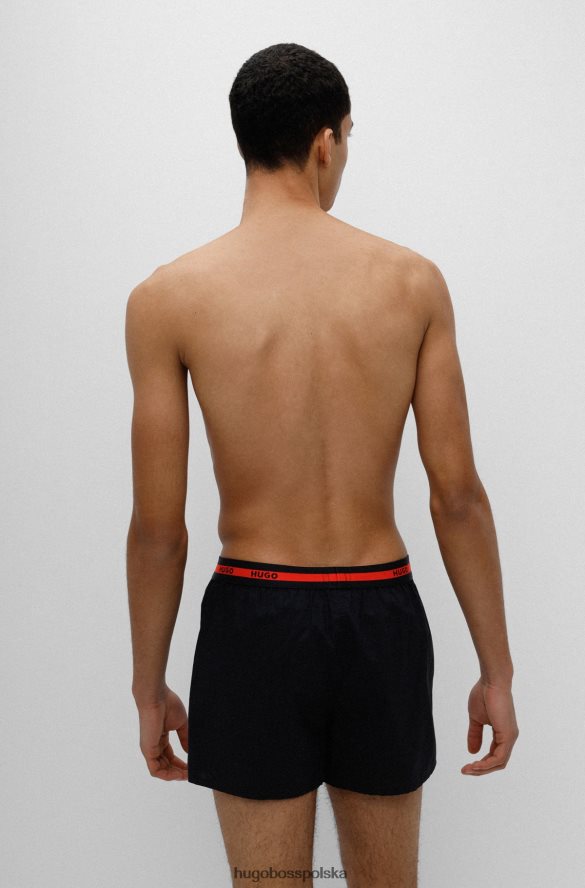 Hugo Boss dwupak bawełnianych bokserek z czarnym logo hugo w pasie czarny R0X0H62497