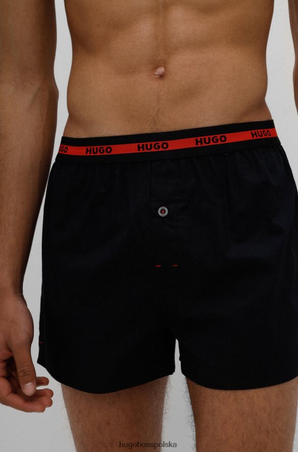 Hugo Boss dwupak bawełnianych bokserek z czarnym logo hugo w pasie czarny R0X0H62497