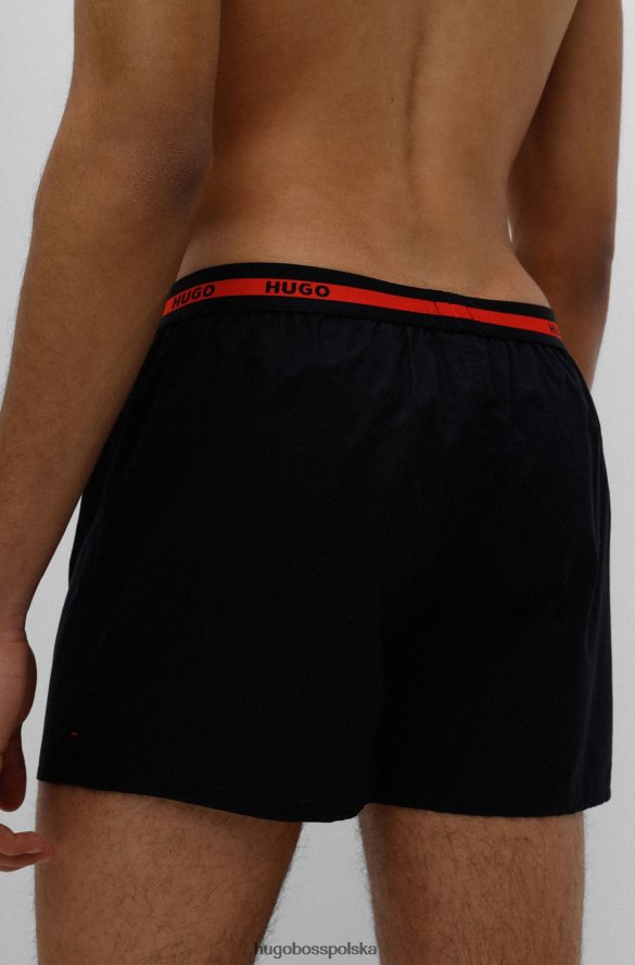Hugo Boss dwupak bawełnianych bokserek z czarnym logo hugo w pasie czarny R0X0H62497
