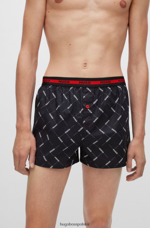 Hugo Boss dwupak bawełnianych bokserek z logo w pasie hugo czarne czarny R0X0H62491