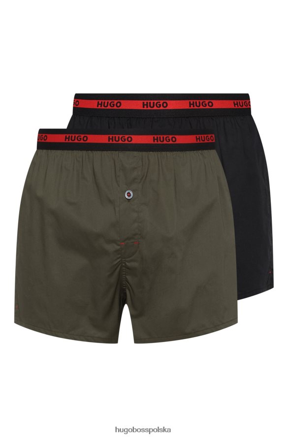 Hugo Boss dwupak bawełnianych bokserek z logo w pasie w kolorze czarnym hugo czarny zielony R0X0H62495