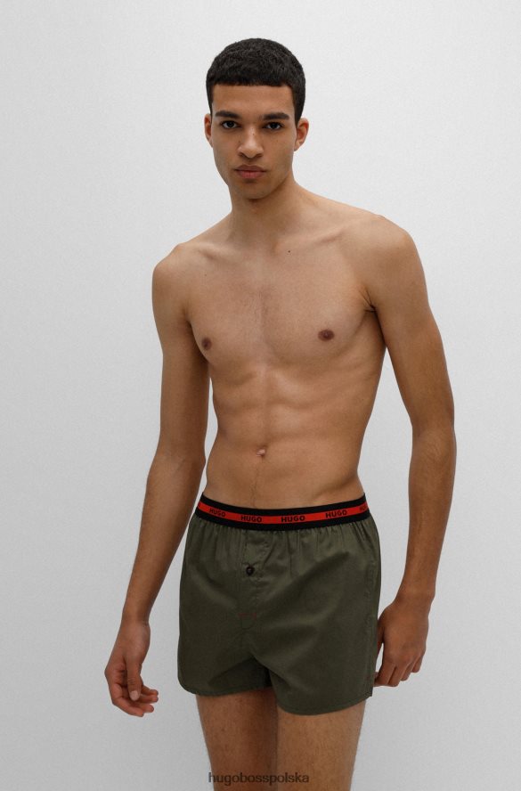 Hugo Boss dwupak bawełnianych bokserek z logo w pasie w kolorze czarnym hugo czarny zielony R0X0H62495