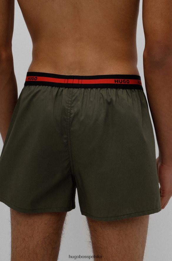 Hugo Boss dwupak bawełnianych bokserek z logo w pasie w kolorze czarnym hugo czarny zielony R0X0H62495