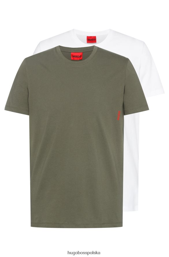 Hugo Boss dwupak bawełnianych koszulek bieliźnianych z pionowym logo Hugo w kolorze ciemnozielonym ciemnozielony R0X0H61035
