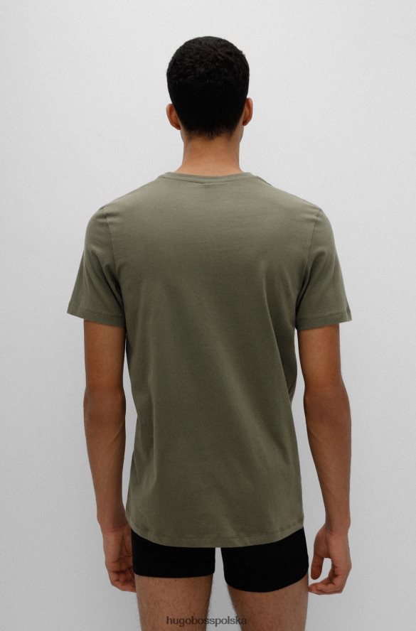 Hugo Boss dwupak bawełnianych koszulek bieliźnianych z pionowym logo Hugo w kolorze ciemnozielonym ciemnozielony R0X0H61035