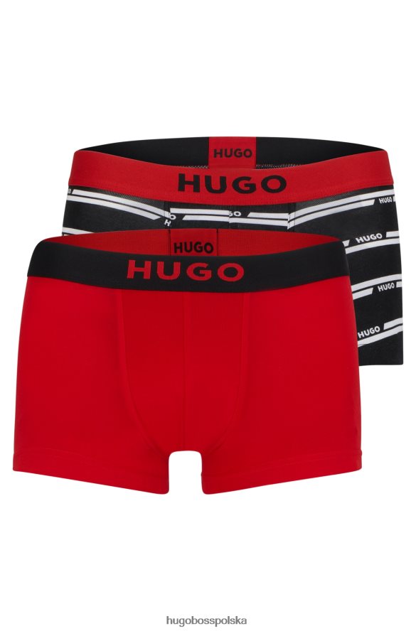 Hugo Boss dwupak czarnych spodenek z logo i paskiem w talii, z elastycznej bawełny hugo Czarny czerwony R0X0H63255